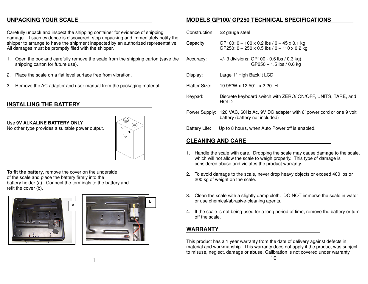 Salter Brecknell GP250 User Manual | Page 12 / 13