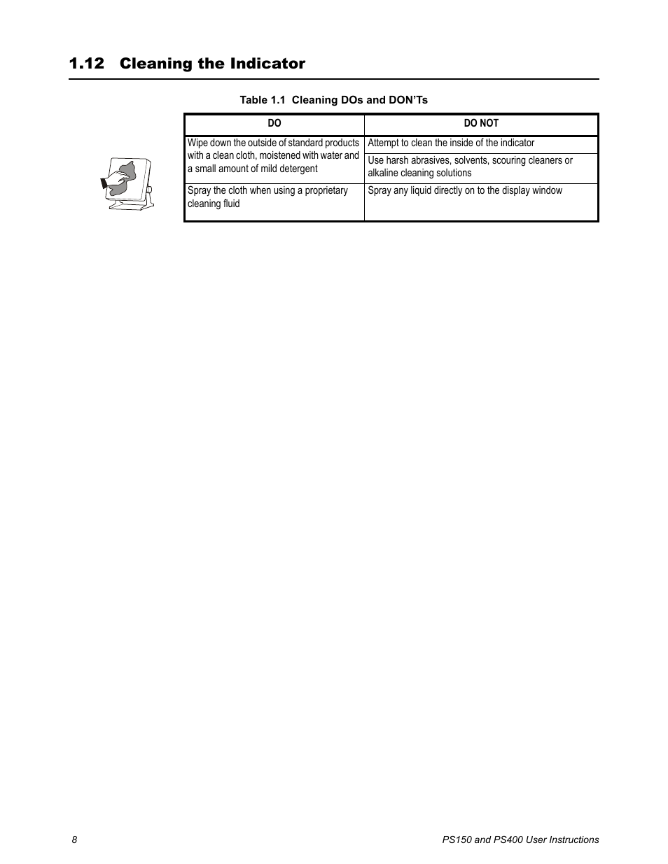 12 cleaning the indicator, Cleaning the indicator | Salter Brecknell PS400 User Manual | Page 10 / 15