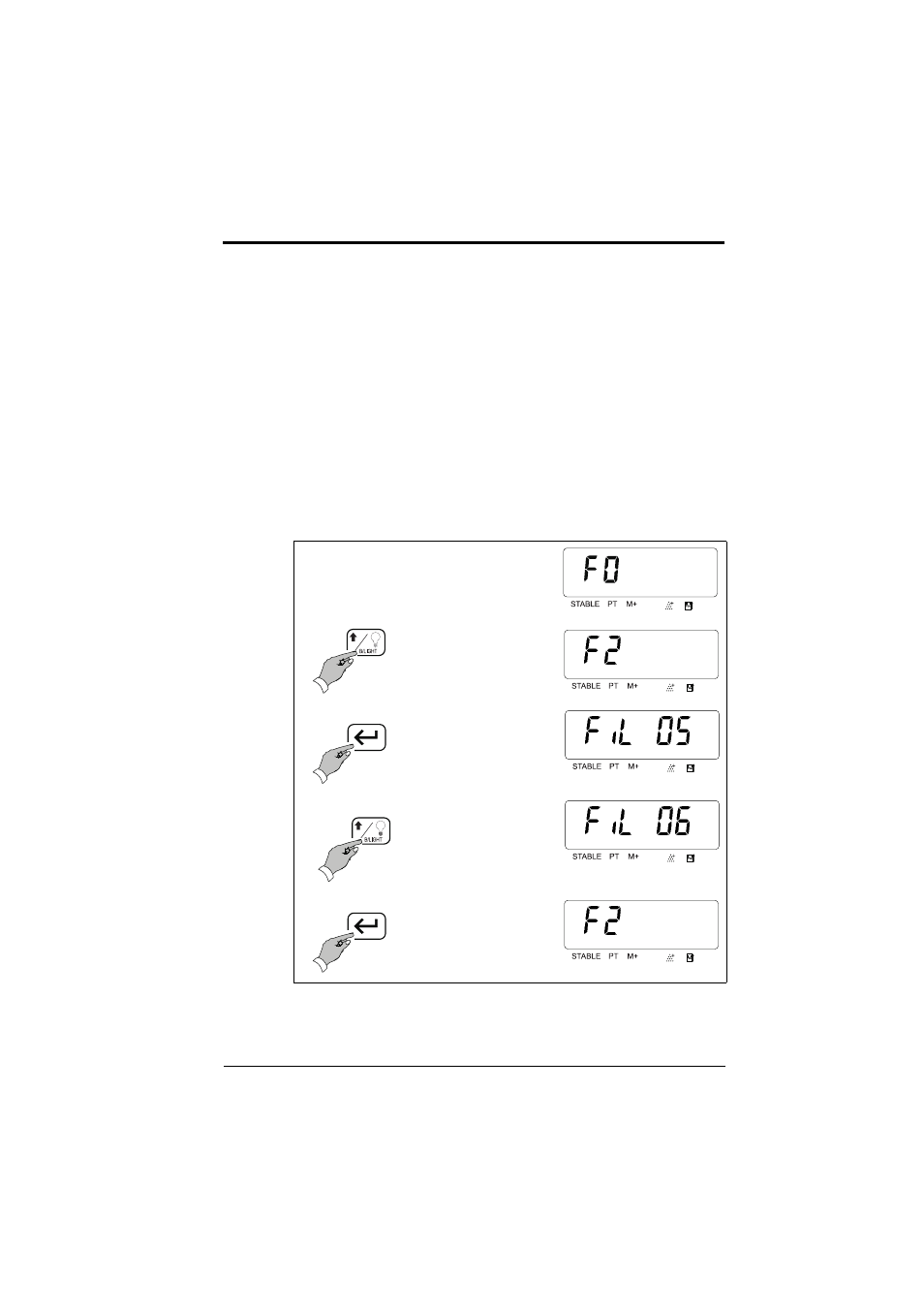 Heading2 - 5.5 f2 - noise filter setting, F3 - zero display setting, Fil 05 fil 06 | Salter Brecknell S122 User Manual | Page 44 / 63