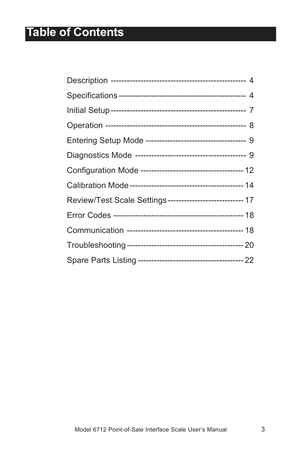Salter Brecknell 6712 User Manual | Page 3 / 24