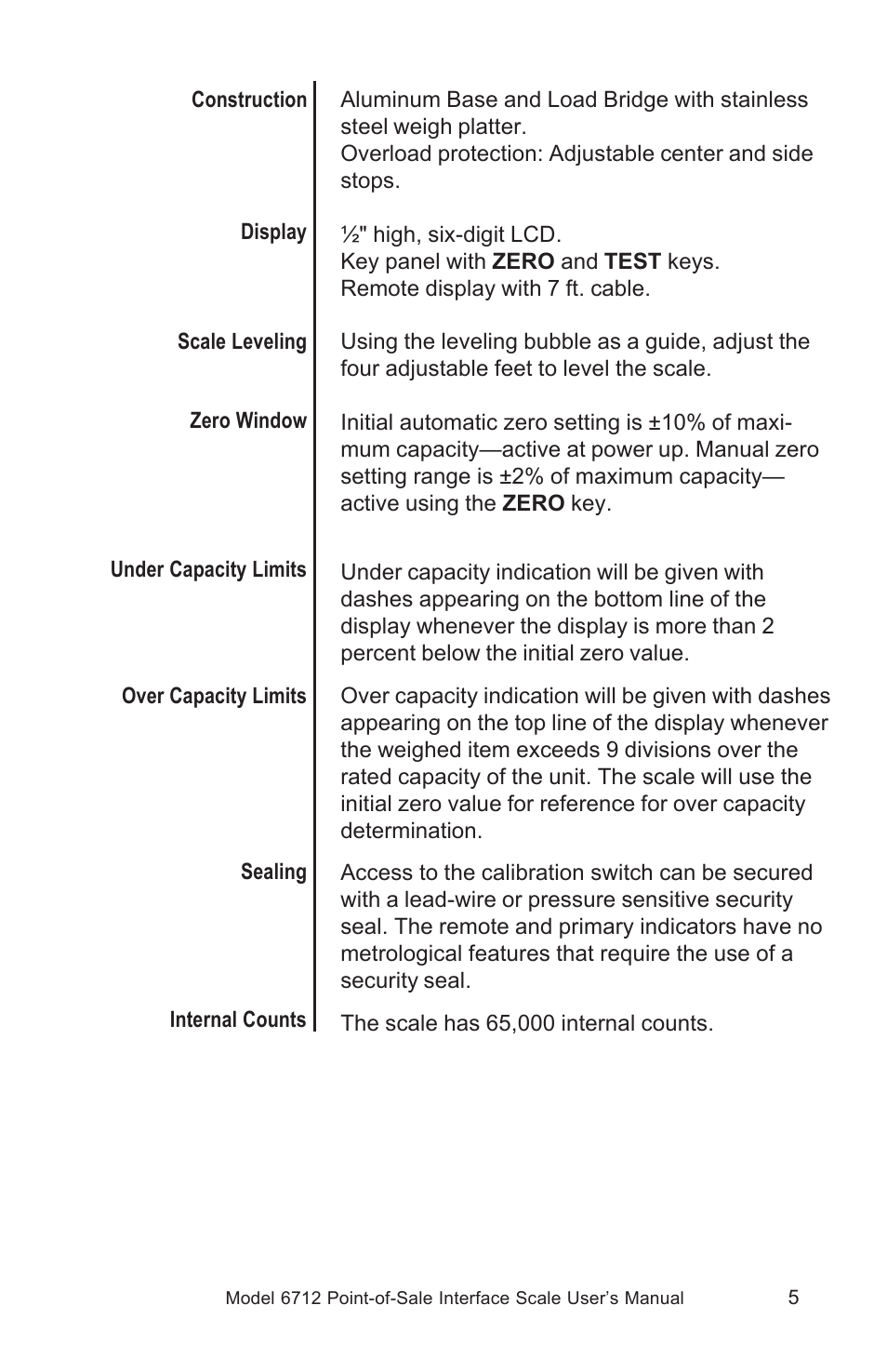 Salter Brecknell 6712 User Manual | Page 5 / 24