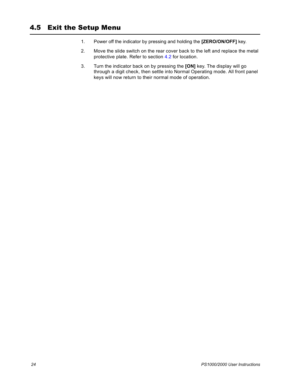 5 exit the setup menu, Exit the setup menu | Salter Brecknell PS2000 User Manual | Page 26 / 38