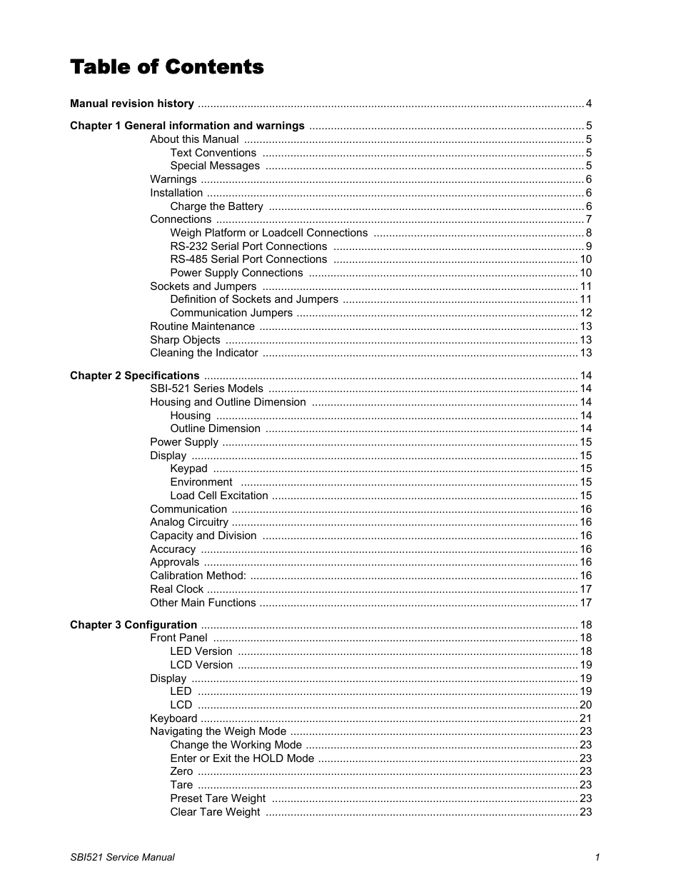 Salter Brecknell WB-521 Series User Manual | Page 3 / 82