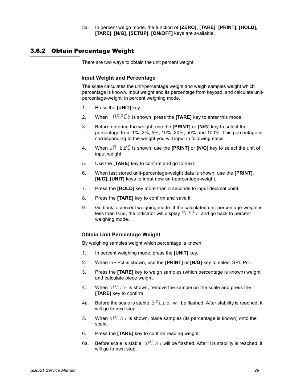 2 obtain percentage weight, Obtain percentage weight | Salter Brecknell WB-521 Series User Manual | Page 31 / 82