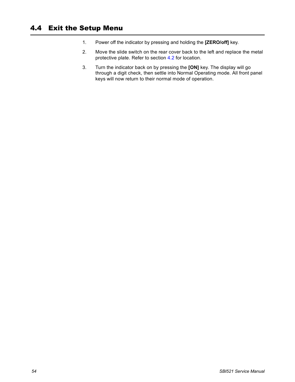 4 exit the setup menu, Exit the setup menu | Salter Brecknell WB-521 Series User Manual | Page 56 / 82