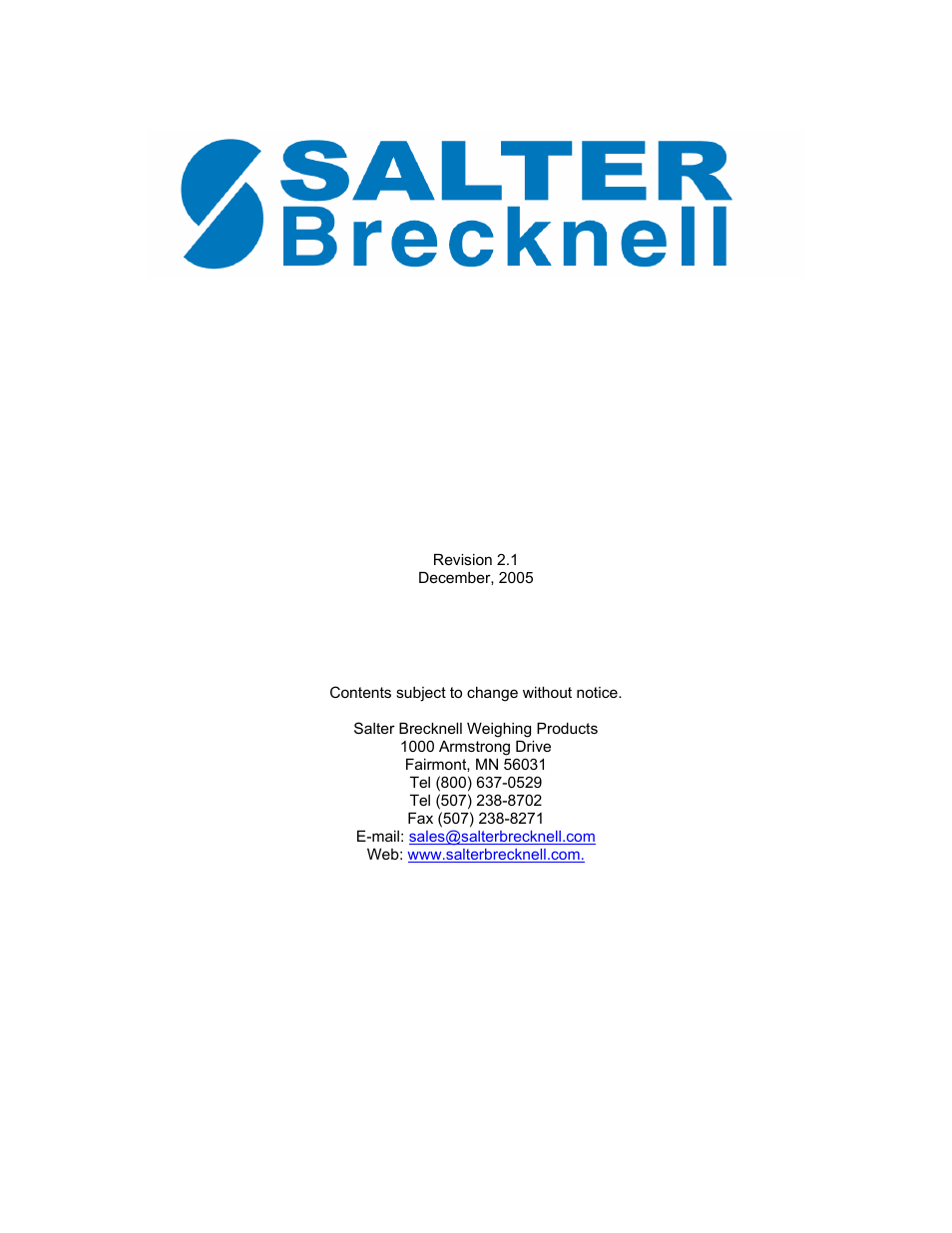 Salter Brecknell 200ES User Manual | 47 pages