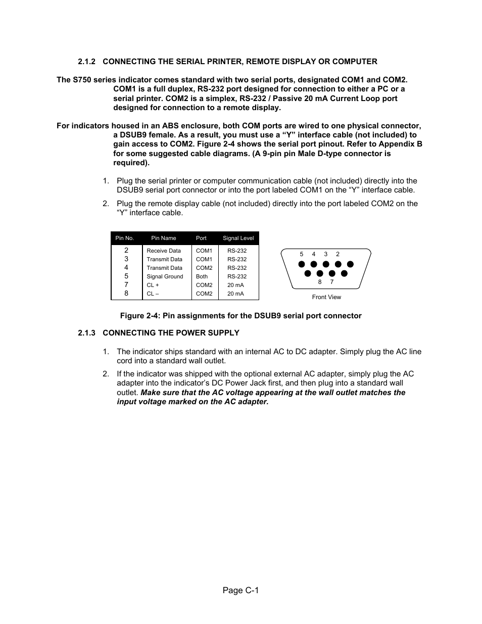 Page c-1 | Salter Brecknell 750 Series User Manual | Page 10 / 41