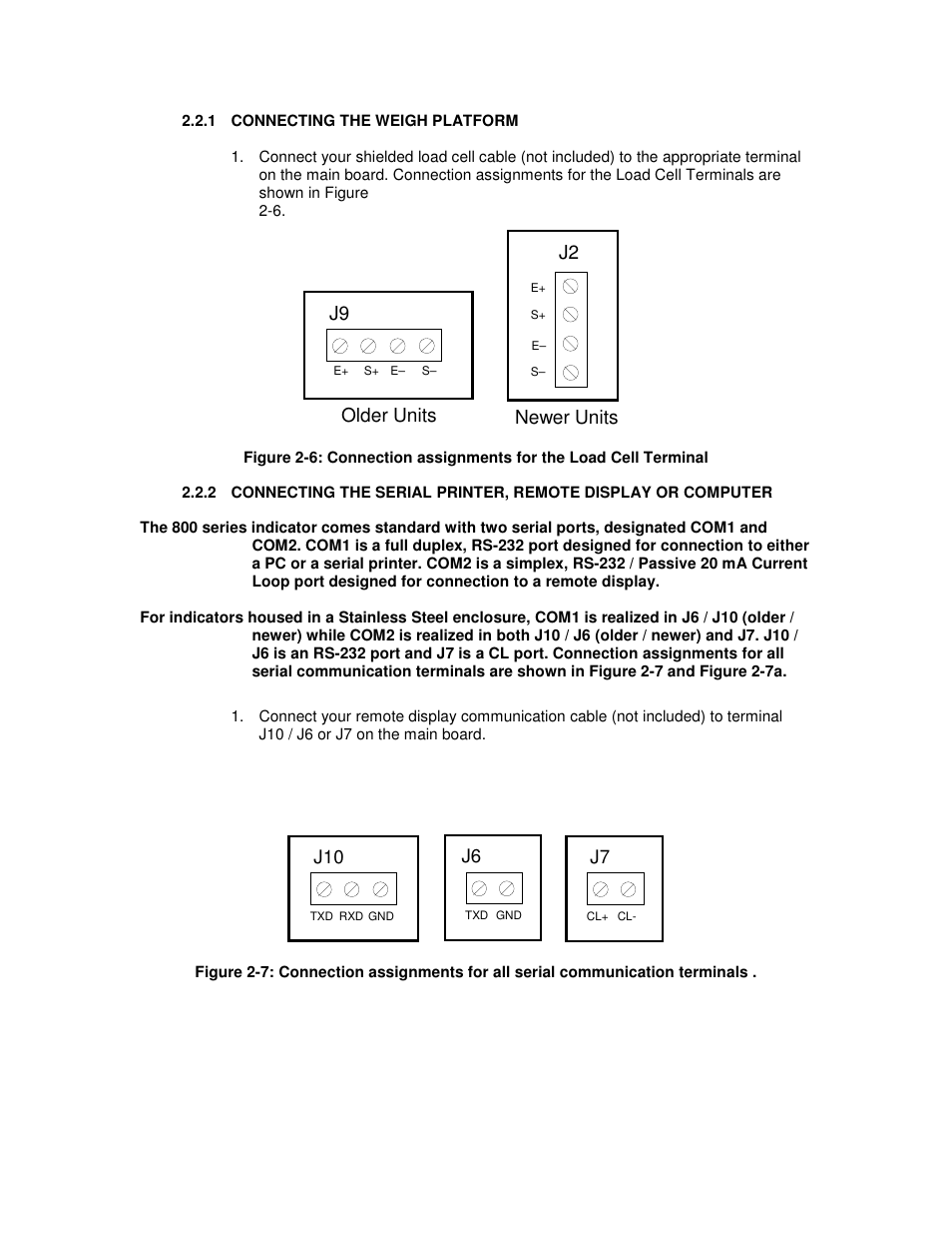 Older units j2, Newer units | Salter Brecknell 800 Series User Manual | Page 11 / 44