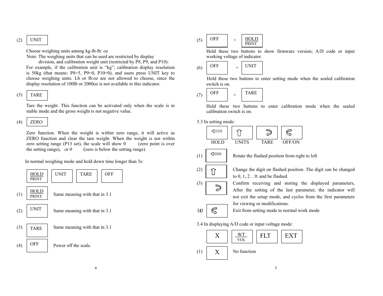 Flt ext x | Salter Brecknell HS-300 User Manual | Page 5 / 18