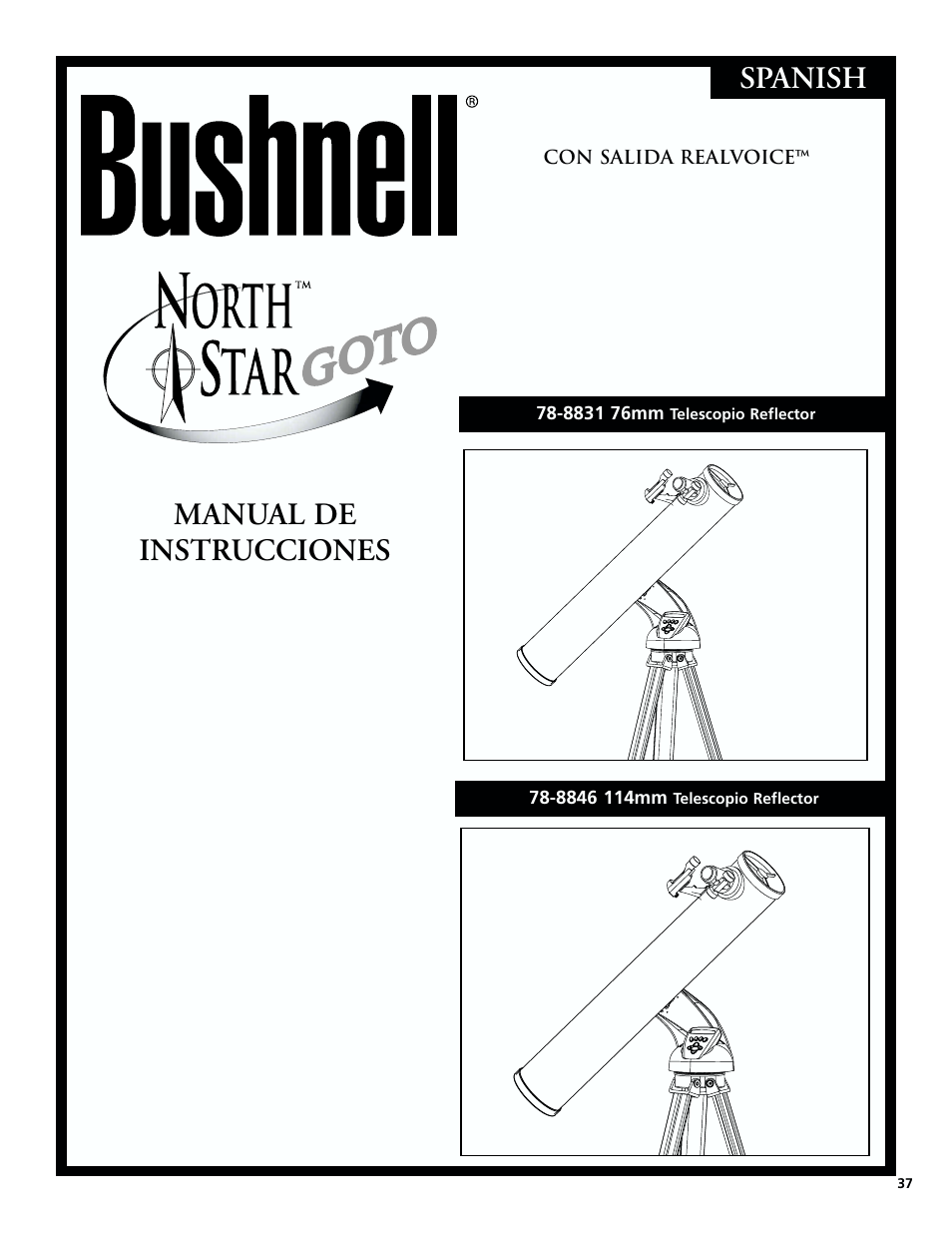 Manual de instrucciones, Spanish | Bushnell North Star Goto 78-8831 User Manual | Page 37 / 88