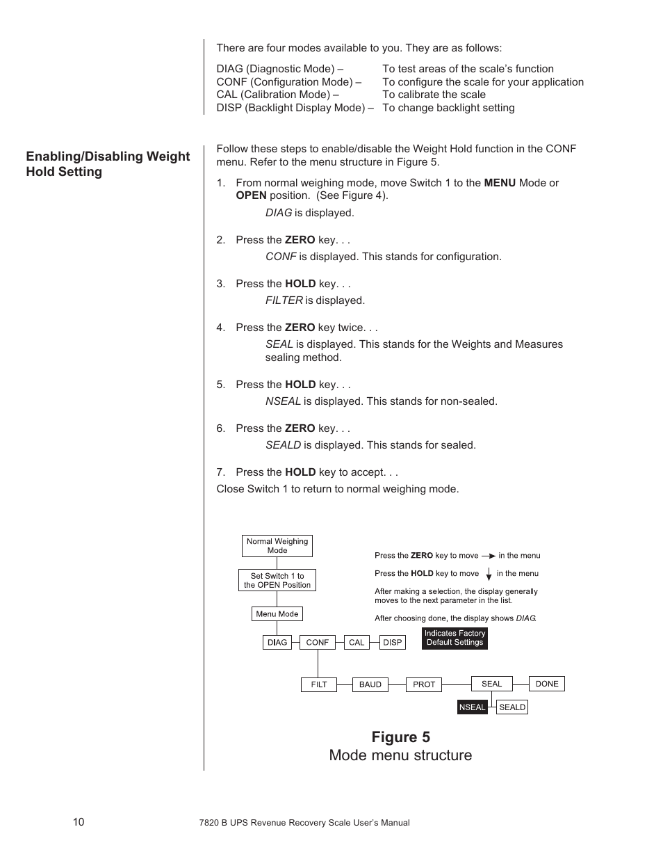 Figure 5 mode menu structure | Salter Brecknell 7820B User Manual | Page 10 / 12