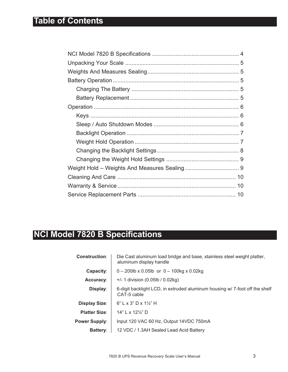 Salter Brecknell 7820B User Manual | Page 3 / 12