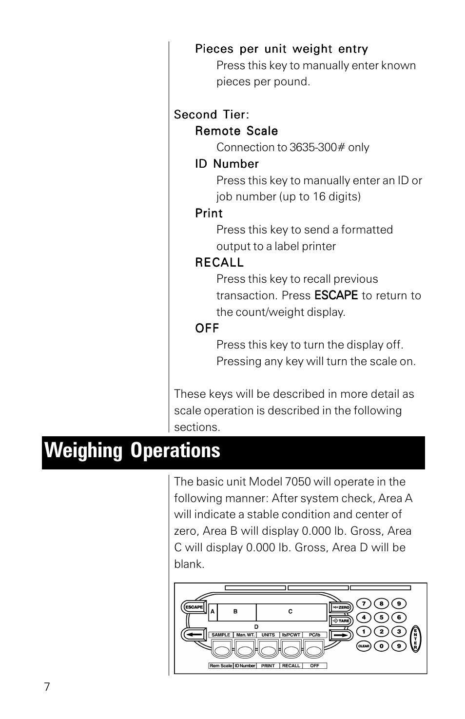 Weighing operations | Salter Brecknell 7050 User Manual | Page 10 / 18