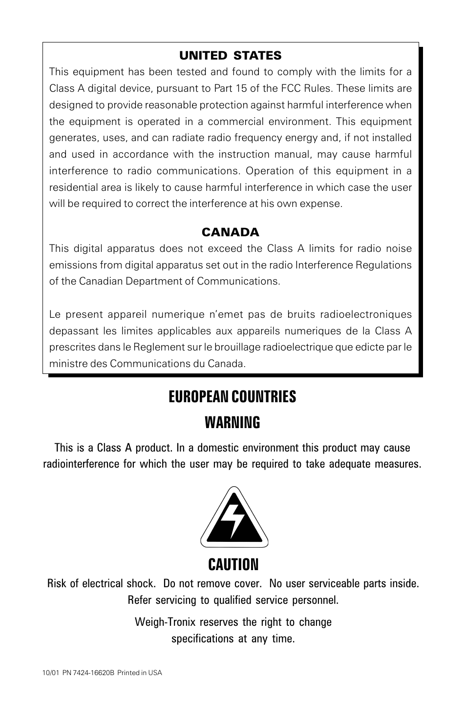 Caution european countries warning | Salter Brecknell 7050 User Manual | Page 2 / 18