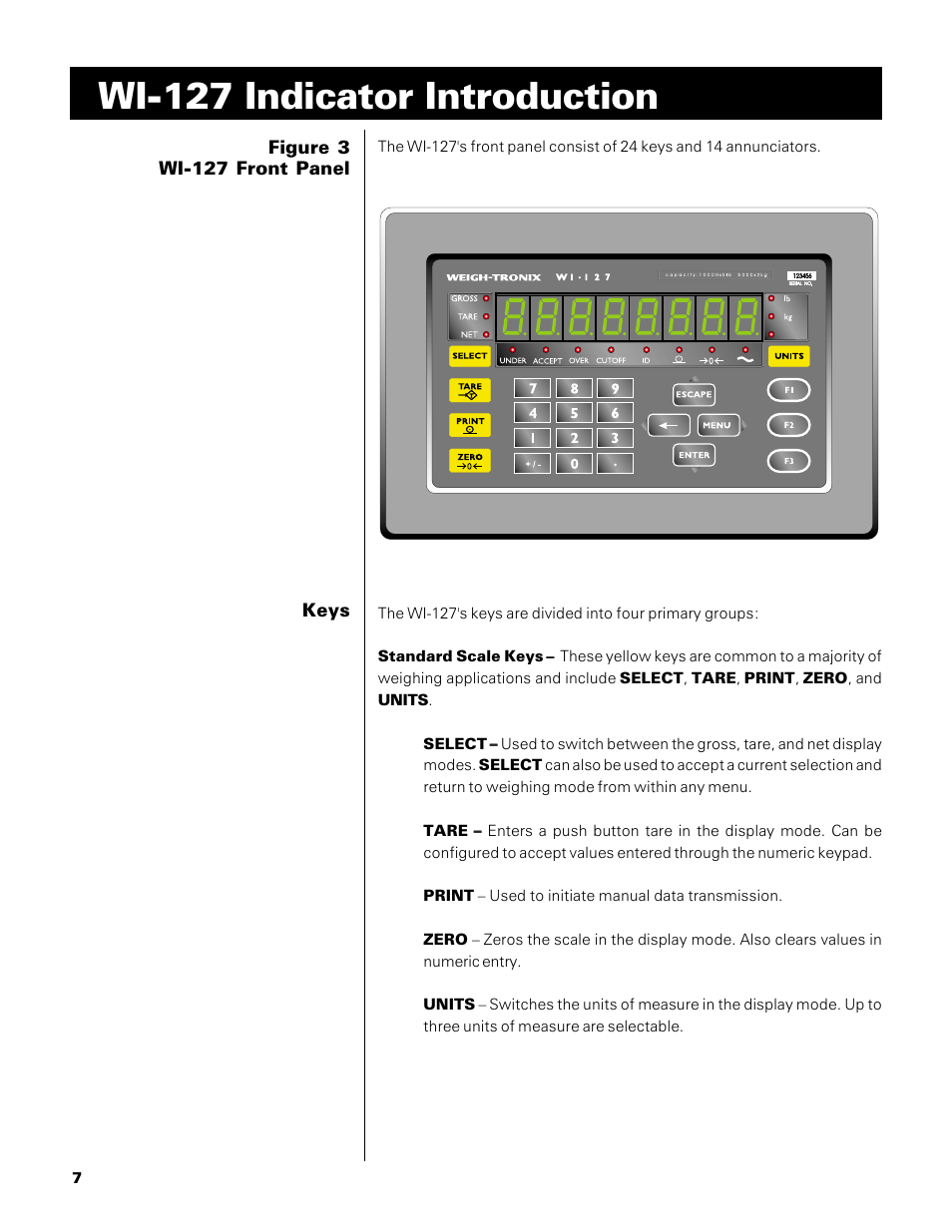 Wi-127 indicator introduction | Salter Brecknell 7550 User Manual | Page 10 / 33