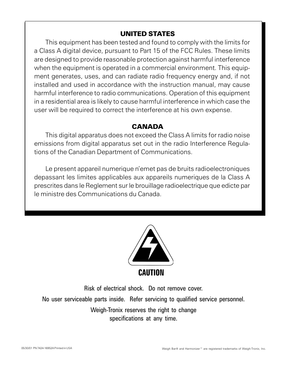 Caution | Salter Brecknell 7550 User Manual | Page 2 / 33