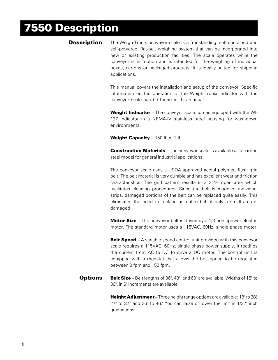 7550 description | Salter Brecknell 7550 User Manual | Page 4 / 33