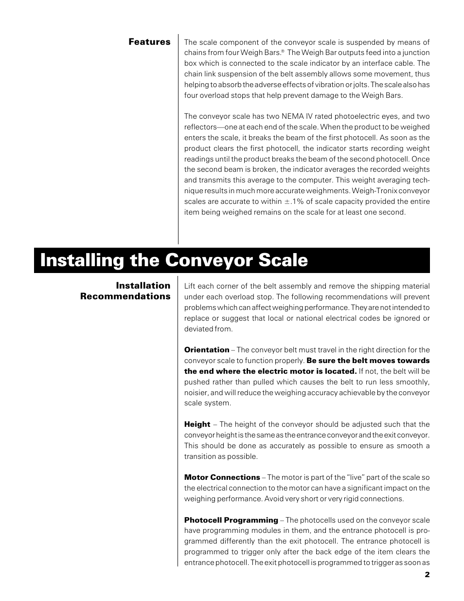 Installing the conveyor scale | Salter Brecknell 7550 User Manual | Page 5 / 33