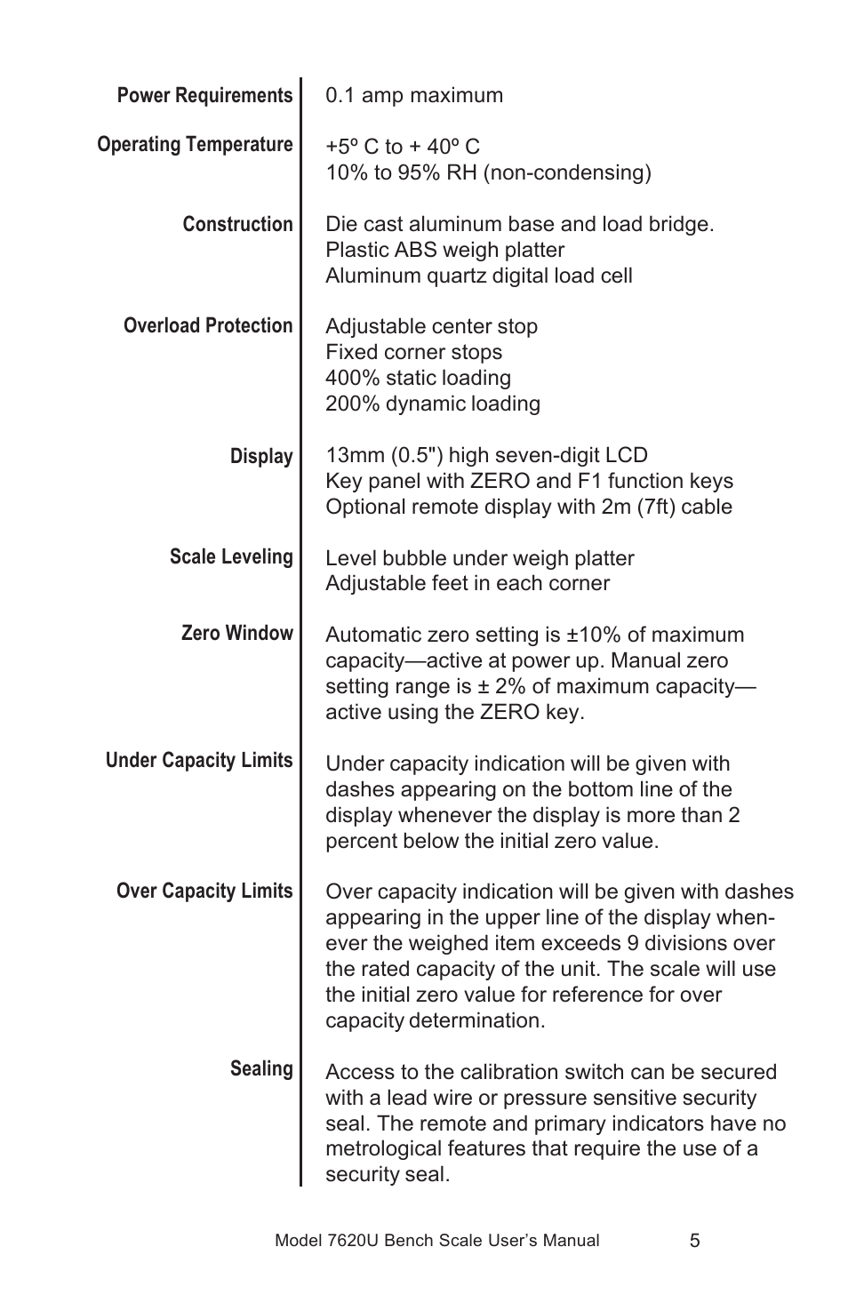 Salter Brecknell 7620U User Manual | Page 5 / 32