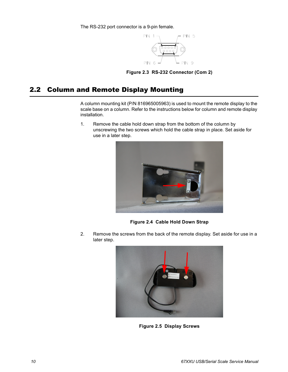 2 column and remote display mounting, Column and remote display mounting | Salter Brecknell 6700U Series (USB) User Manual | Page 10 / 85