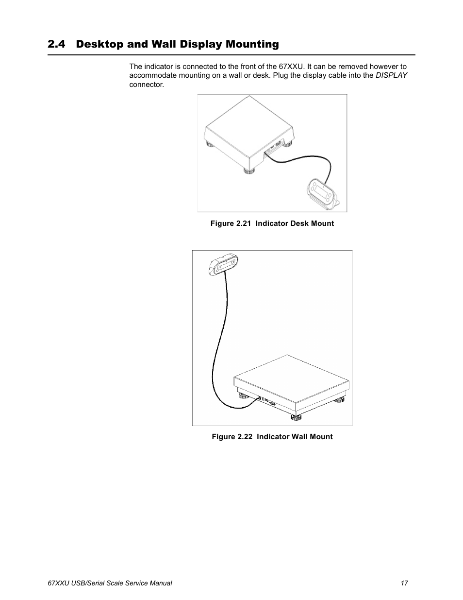 4 desktop and wall display mounting, Desktop and wall display mounting | Salter Brecknell 6700U Series (USB) User Manual | Page 17 / 85