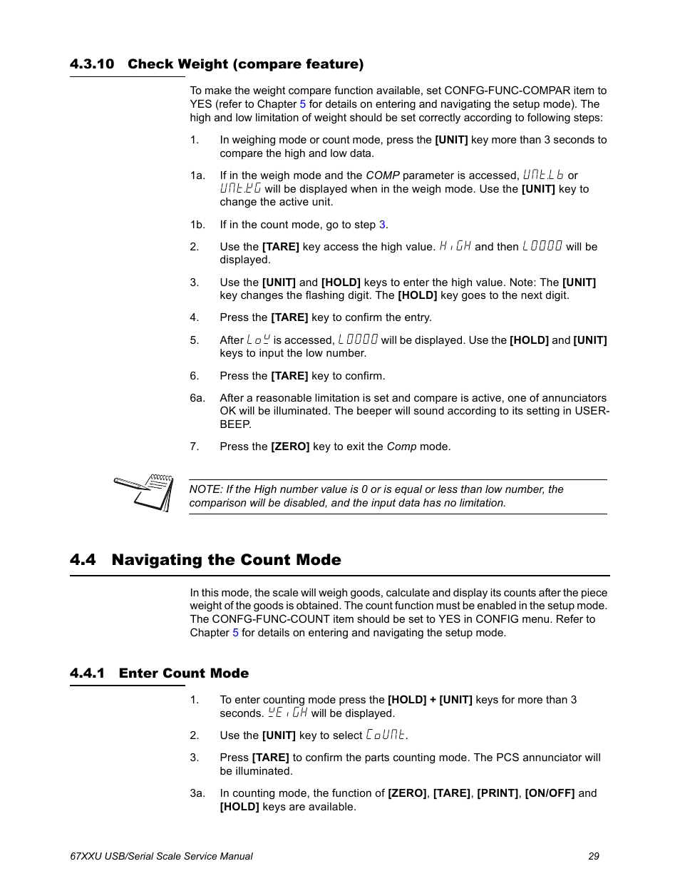 10 check weight (compare feature), 4 navigating the count mode, 1 enter count mode | Check weight (compare feature), Navigating the count mode, Enter count mode | Salter Brecknell 6700U Series (USB) User Manual | Page 29 / 85