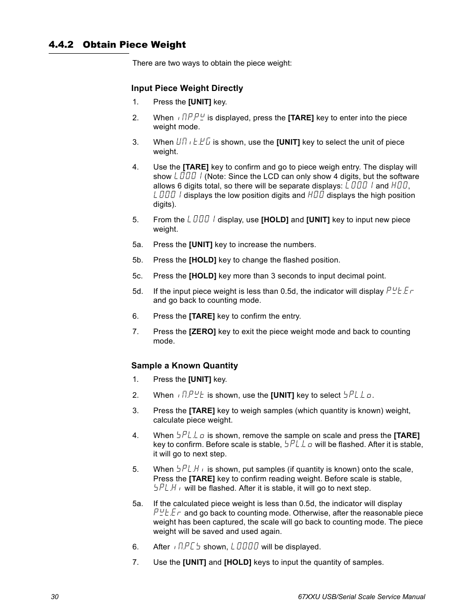2 obtain piece weight, Obtain piece weight | Salter Brecknell 6700U Series (USB) User Manual | Page 30 / 85