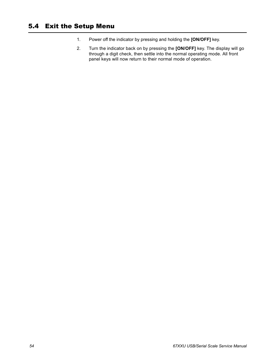 4 exit the setup menu, Exit the setup menu | Salter Brecknell 6700U Series (USB) User Manual | Page 54 / 85