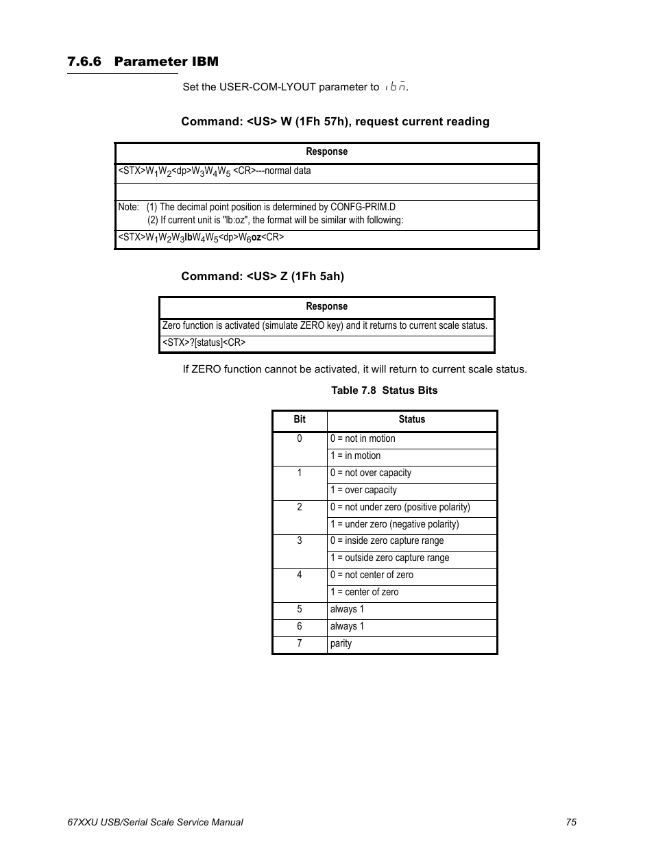 6 parameter ibm, Parameter ibm | Salter Brecknell 6700U Series (USB) User Manual | Page 75 / 85