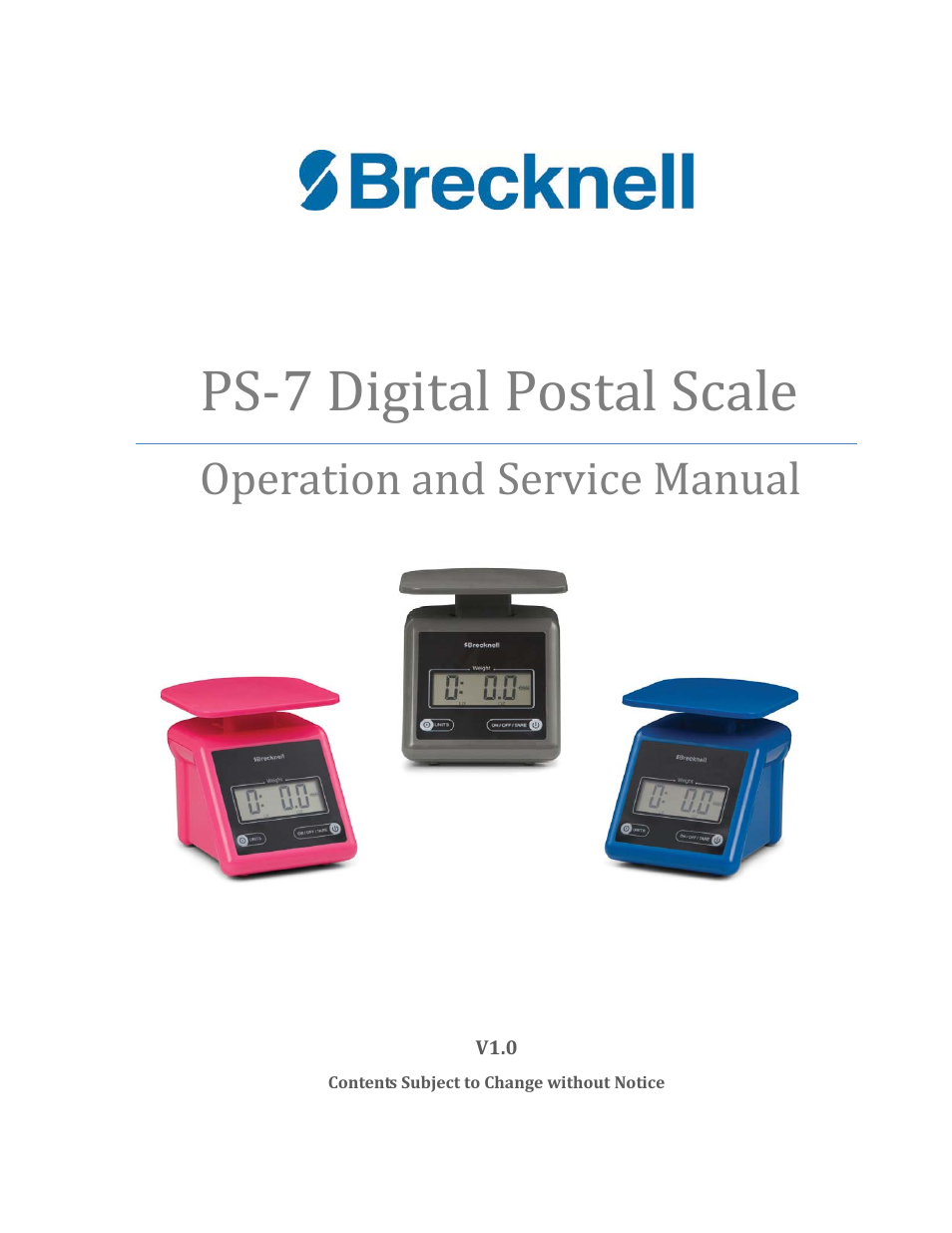 Salter Brecknell PS7 User Manual | 8 pages