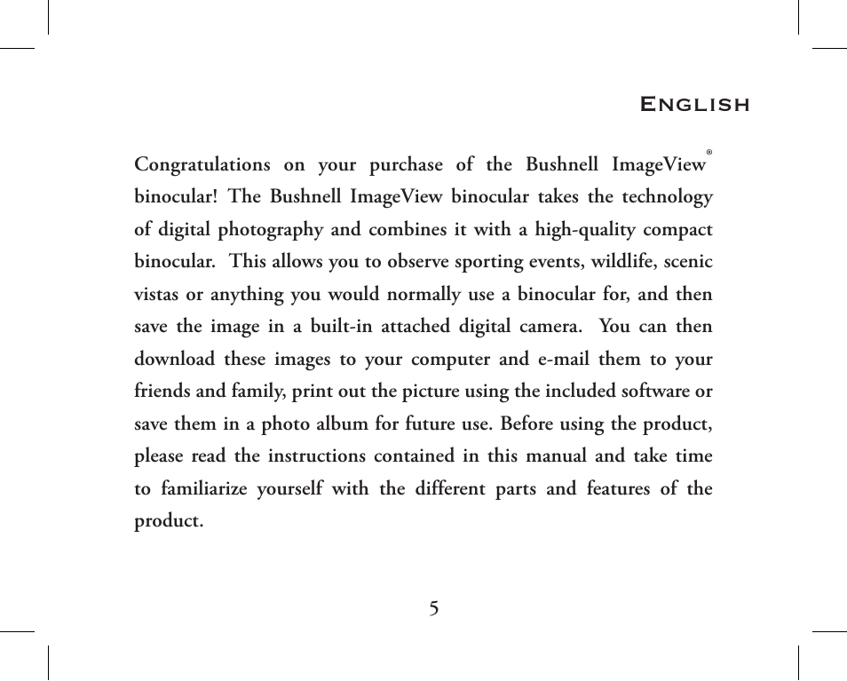English | Bushnell 11-1027 User Manual | Page 5 / 102