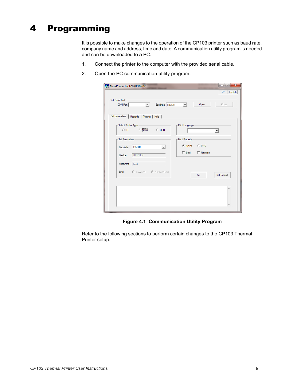 4 programming, Chapter 4 programming | Salter Brecknell CP103 User Manual | Page 11 / 27