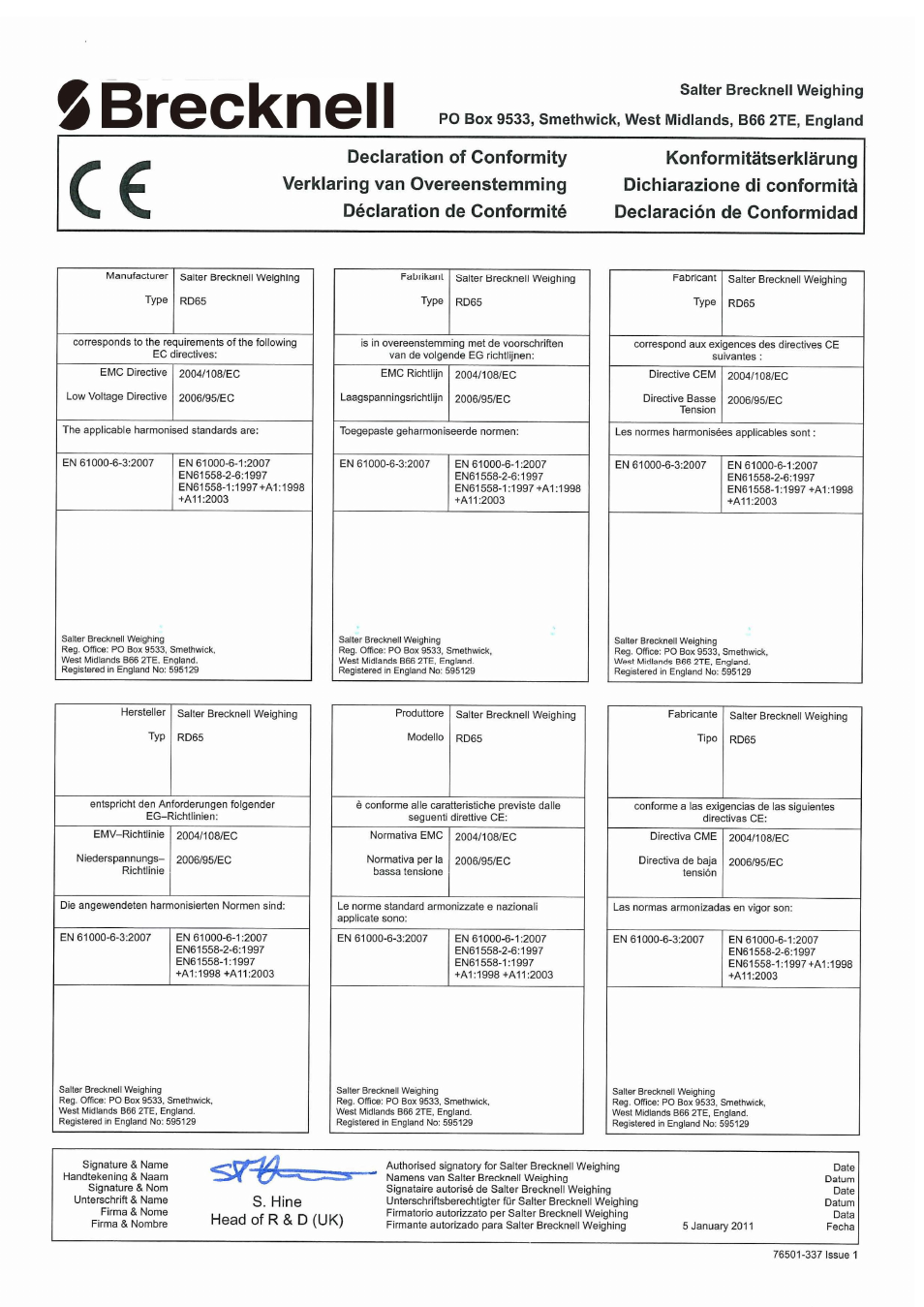 Content | Salter Brecknell RD-65 Remote Display User Manual | Page 2 / 17