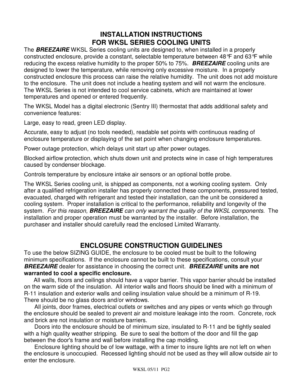 BREEZAIRE WKSL2200 User Manual | Page 2 / 8