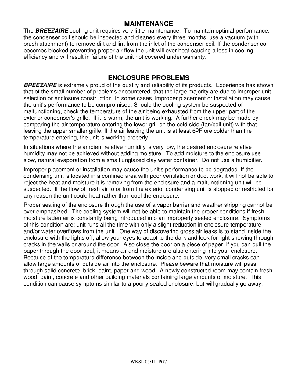 BREEZAIRE WKSL2200 User Manual | Page 7 / 8