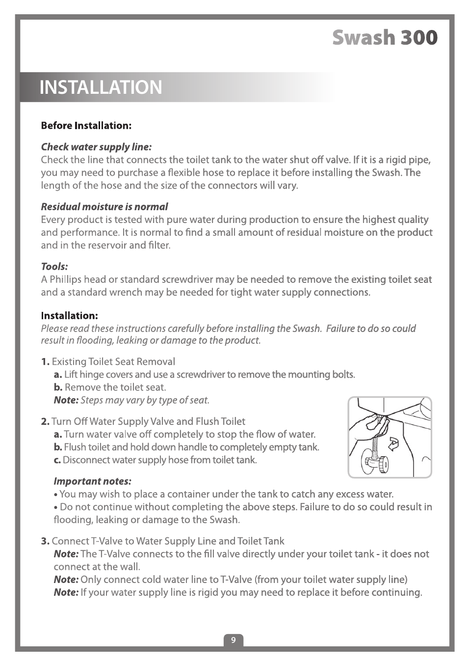 Installation | Brondell Swash 300 User Manual | Page 11 / 80