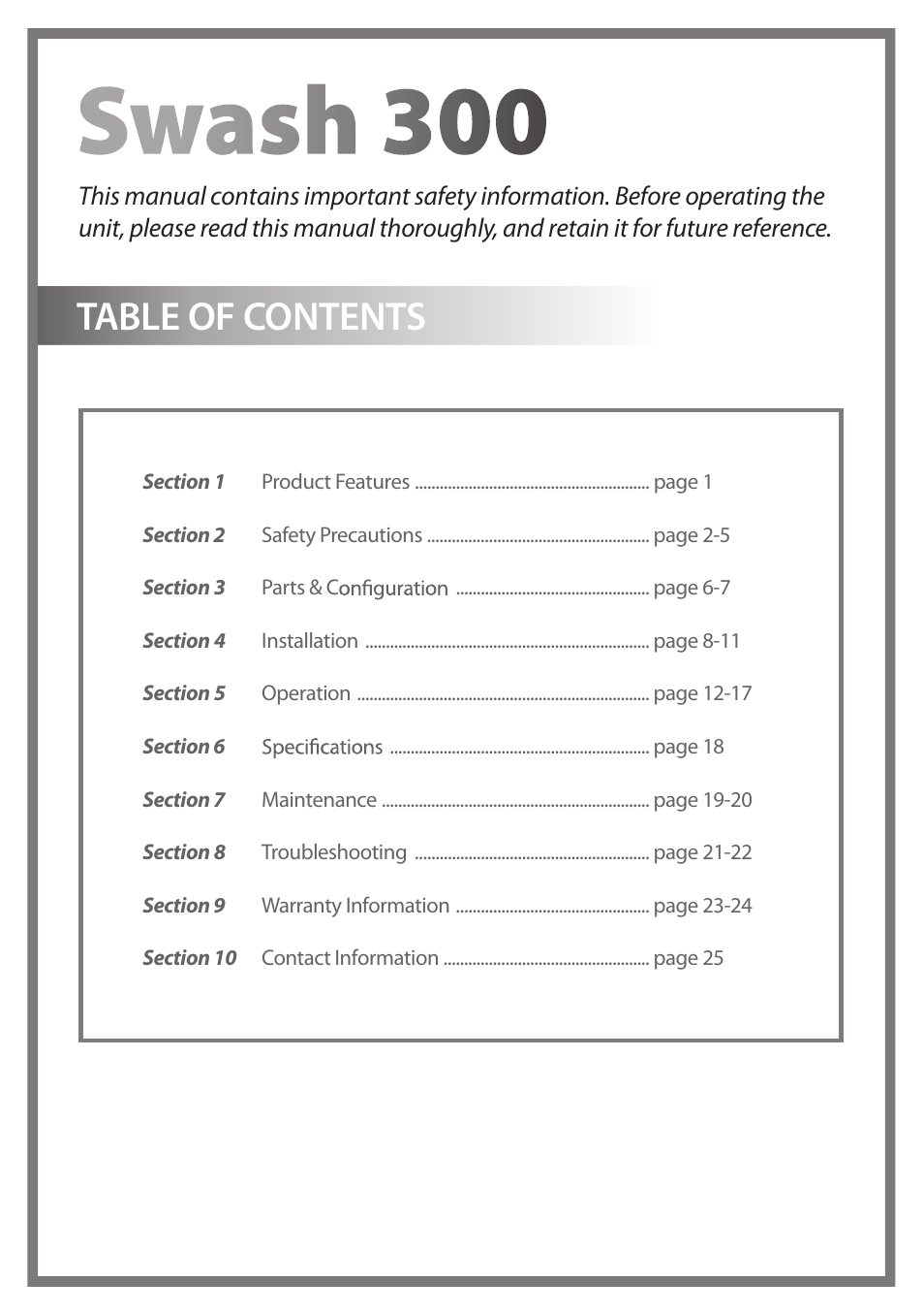 Brondell Swash 300 User Manual | Page 2 / 80
