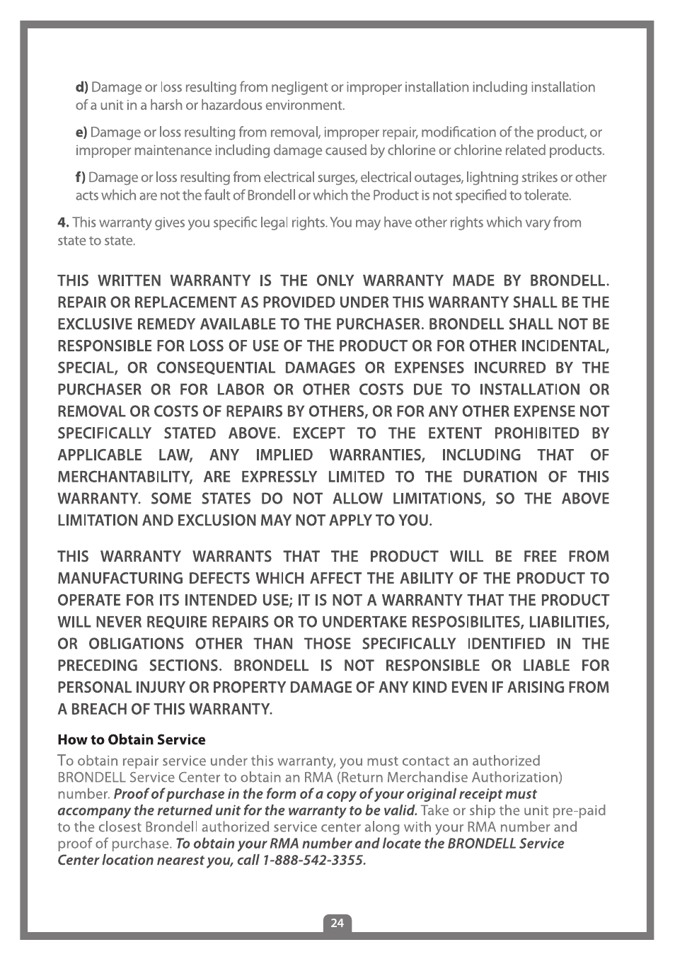 Brondell Swash 300 User Manual | Page 26 / 80