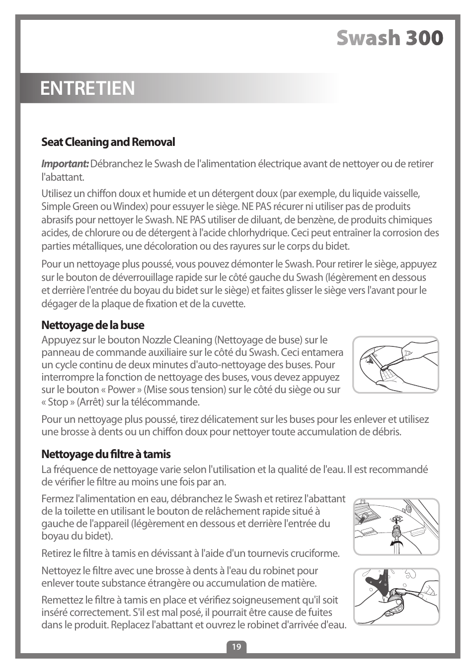 Entretien | Brondell Swash 300 User Manual | Page 47 / 80