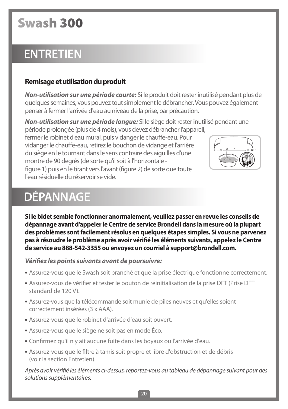 Entretien dépannage | Brondell Swash 300 User Manual | Page 48 / 80