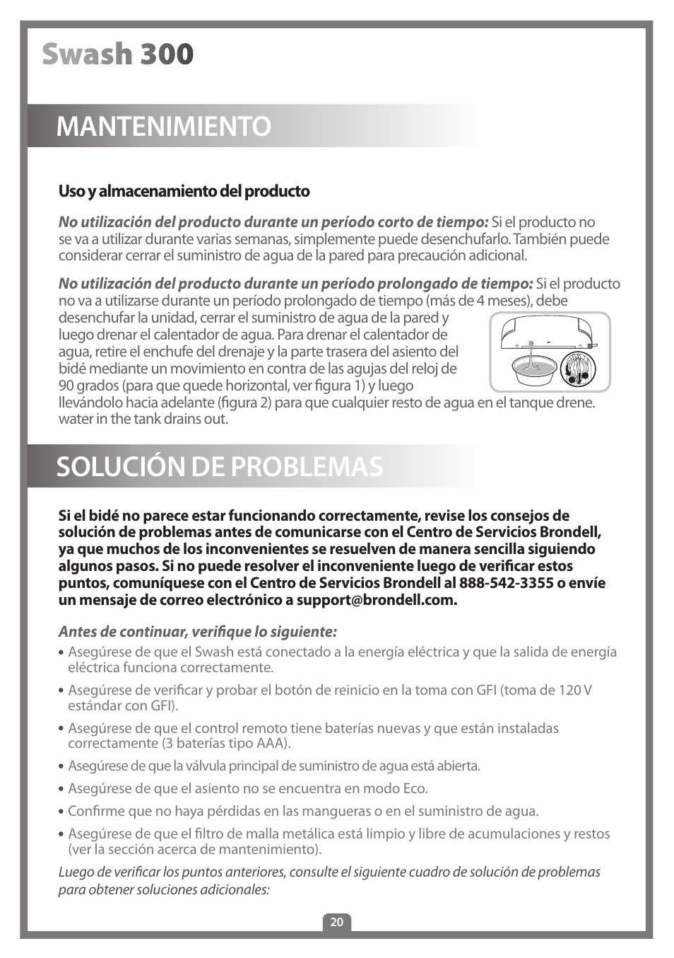 Mantenimiento solución de problemas | Brondell Swash 300 User Manual | Page 74 / 80