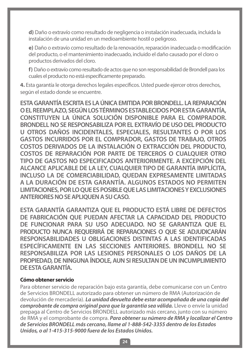 Brondell Swash 300 User Manual | Page 78 / 80