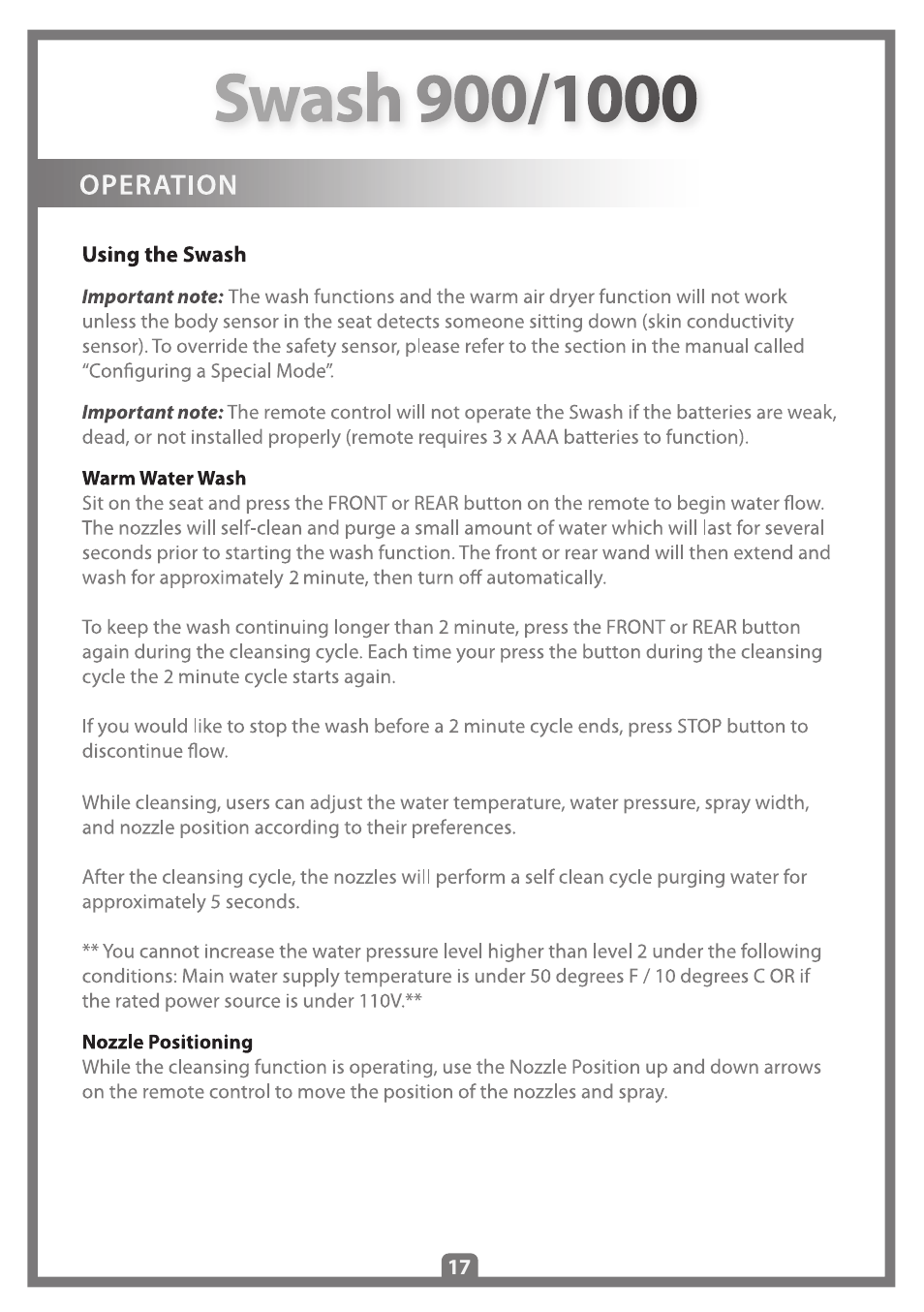 Brondell Swash 1000 User Manual | Page 19 / 32