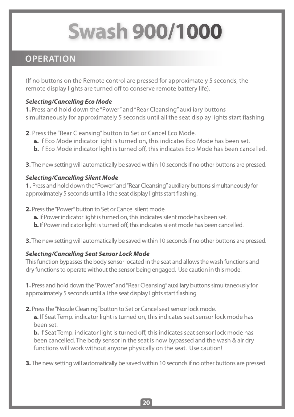 Brondell Swash 1000 User Manual | Page 22 / 32