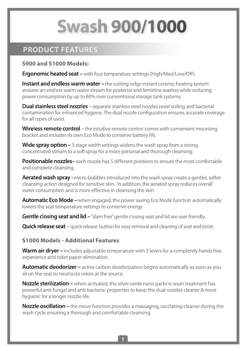 Brondell Swash 1000 User Manual | Page 3 / 32