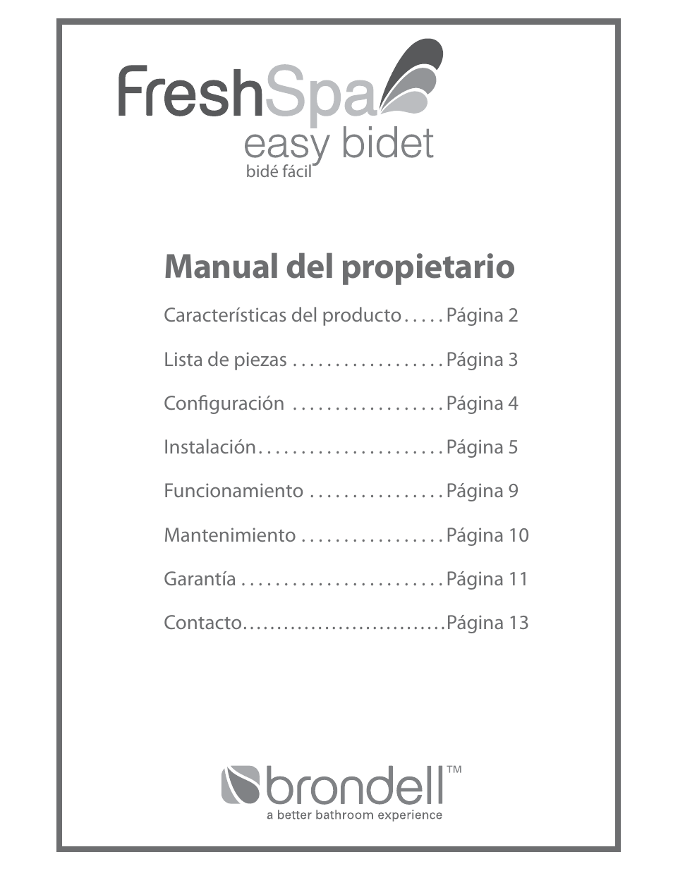 Manual del propietario | Brondell FreshSpa Easy Bidet User Manual | Page 17 / 44