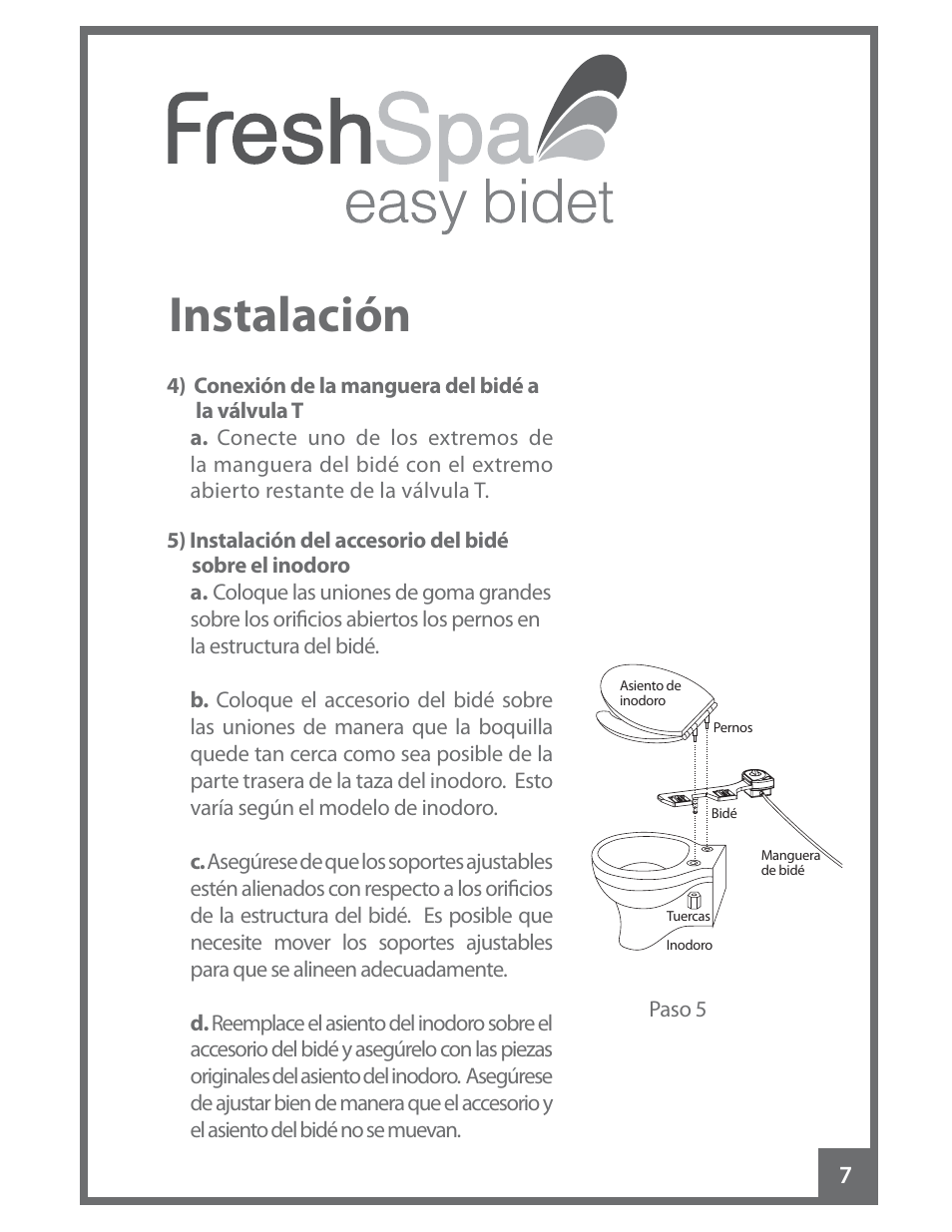 Instalación | Brondell FreshSpa Easy Bidet User Manual | Page 23 / 44