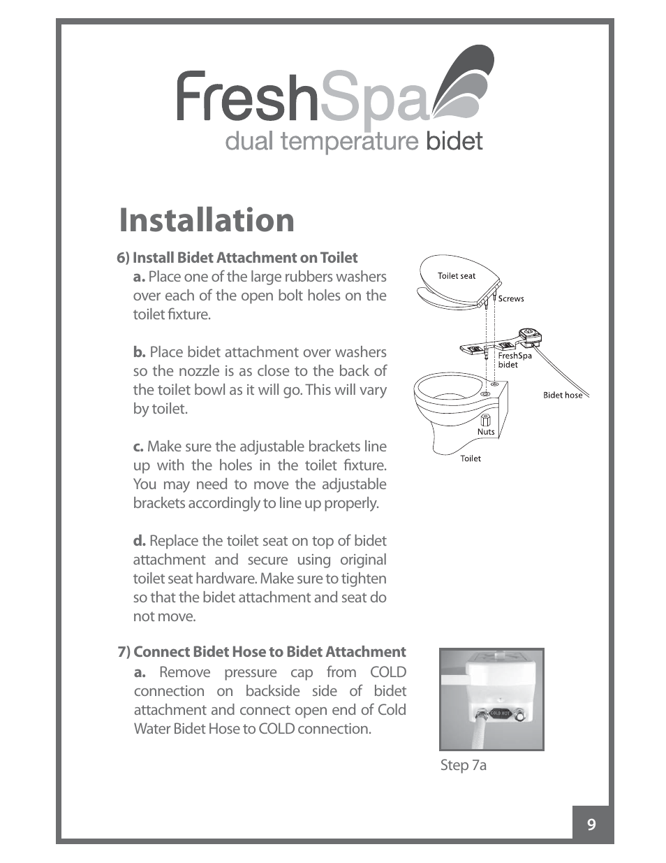 Installation | Brondell FreshSpa Dual Temperature Bidet User Manual | Page 11 / 52