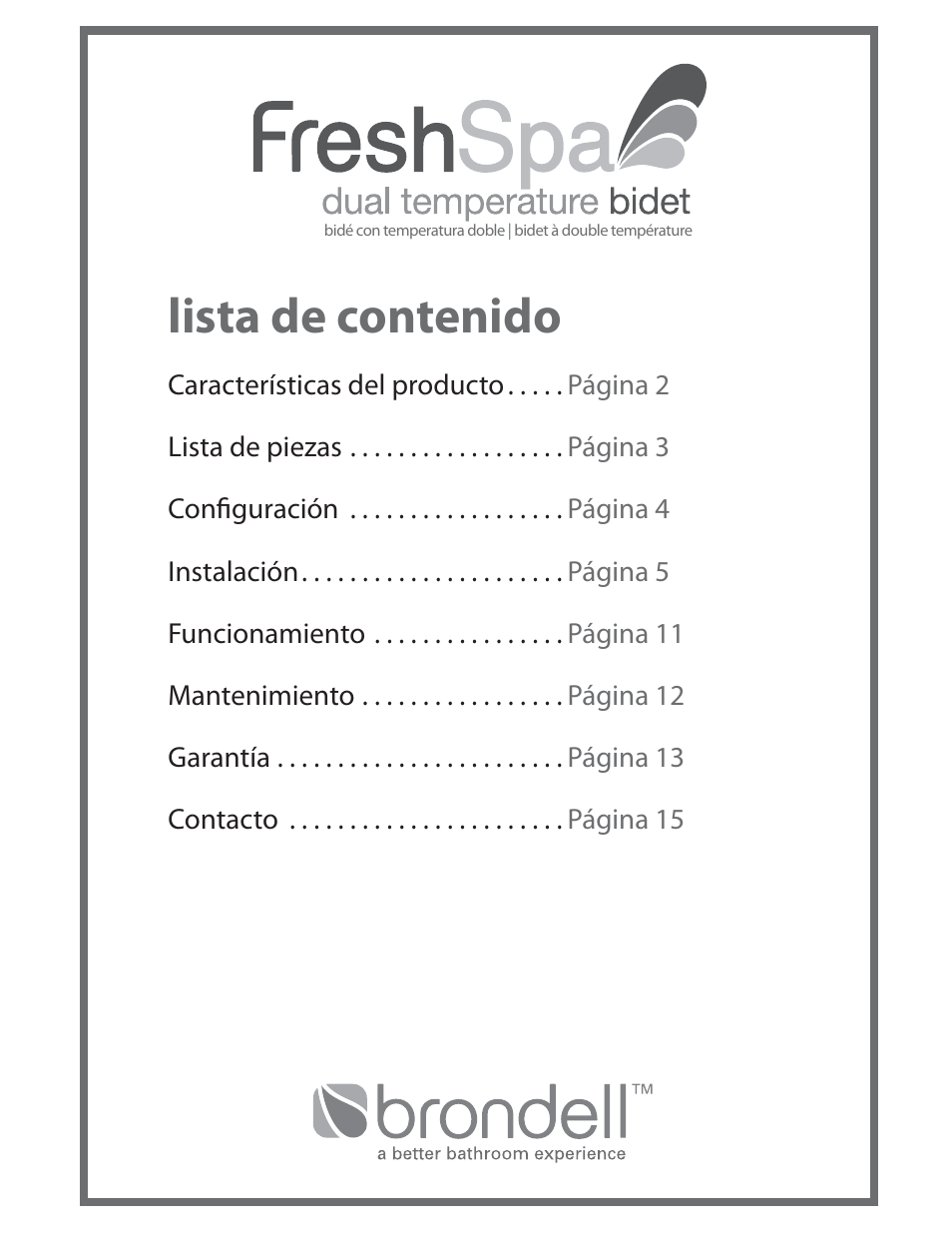 Brondell FreshSpa Dual Temperature Bidet User Manual | Page 19 / 52