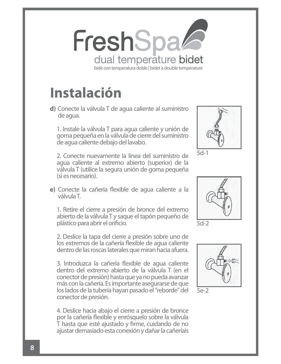 Instalación | Brondell FreshSpa Dual Temperature Bidet User Manual | Page 26 / 52